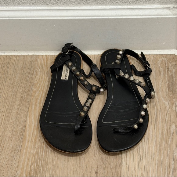 Balenciaga Black Sandals with Silver Studs - Picture 3 of 6